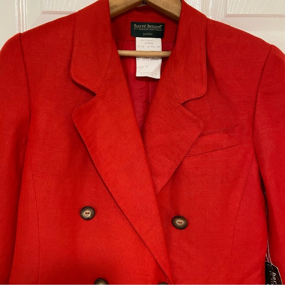 NWT Vintage Linen Blend 2 Piece Suit Blazer and Trouser Pants Size 8 Red - Picture 4 of 14